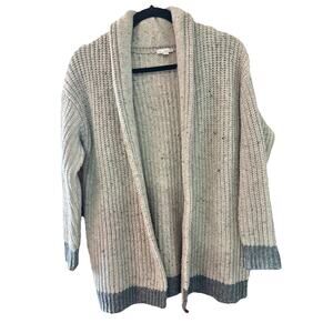Gap Designed & Crafted Women's Open Cardigan Oatmeal Pockets Grandmacore Chunky